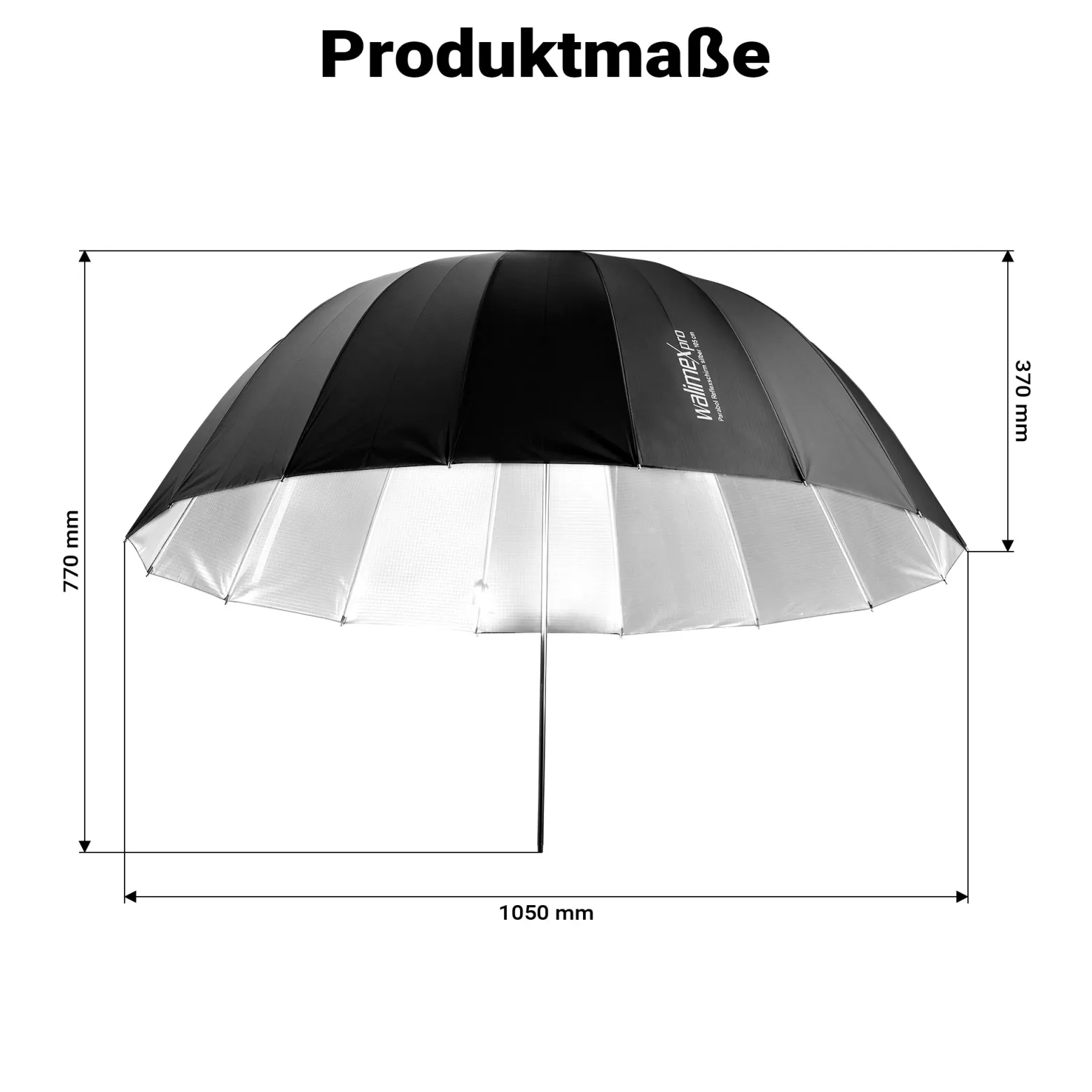 Walimex pro Parabol Reflexschirm schwarz/ weiß Ø 105 cm für weiches Licht