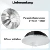 Walimex pro Parabol Reflexschirm schwarz/silberfarben Ø 105 cm + Diffusor – Lichtformer Set für Fotografie und Videografie