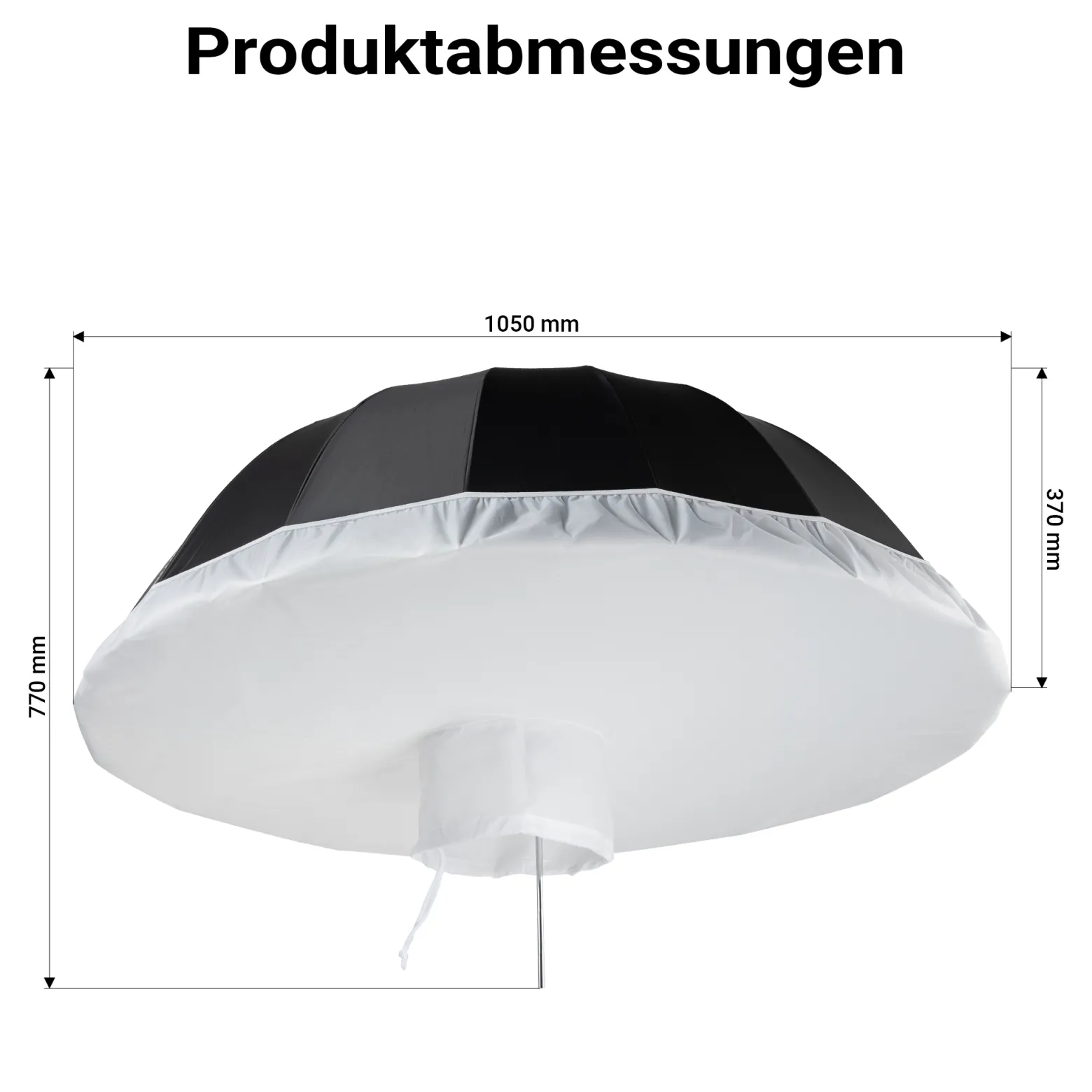 Walimex pro Parabol Reflexschirm schwarz/silberfarben Ø 105 cm + Diffusor – Lichtformer Set für Fotografie und Videografie