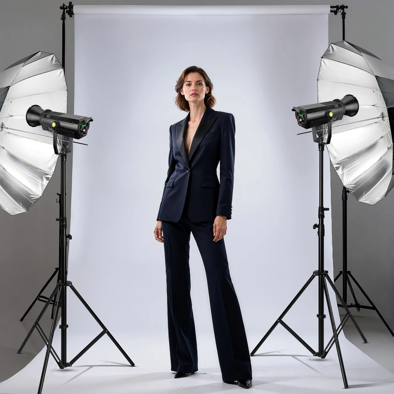 Walimex pro Parabol Reflexschirm schwarz/silberfarben Ø 105 cm + Diffusor – Lichtformer Set für Fotografie und Videografie