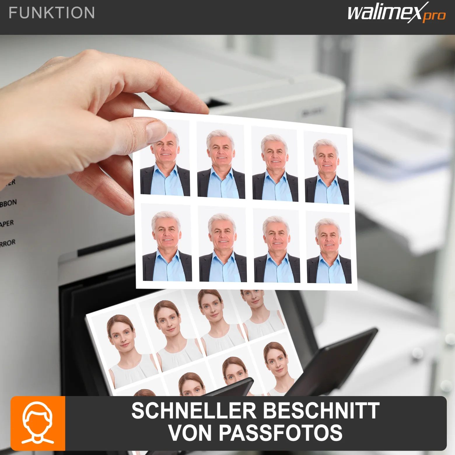Walimex pro Passbildstanze 35 x 45 mm, Fotostanze mit ergonomischem Griff, Handstanze für professionelle Passbilder, Stanze für saubere Schnittkanten