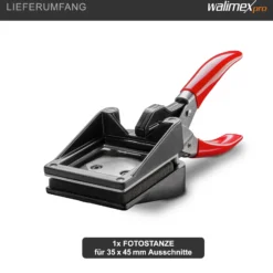 Walimex pro Passbildstanze 35 x 45 mm, Fotostanze mit ergonomischem Griff, Handstanze für professionelle Passbilder, Stanze für saubere Schnittkanten
