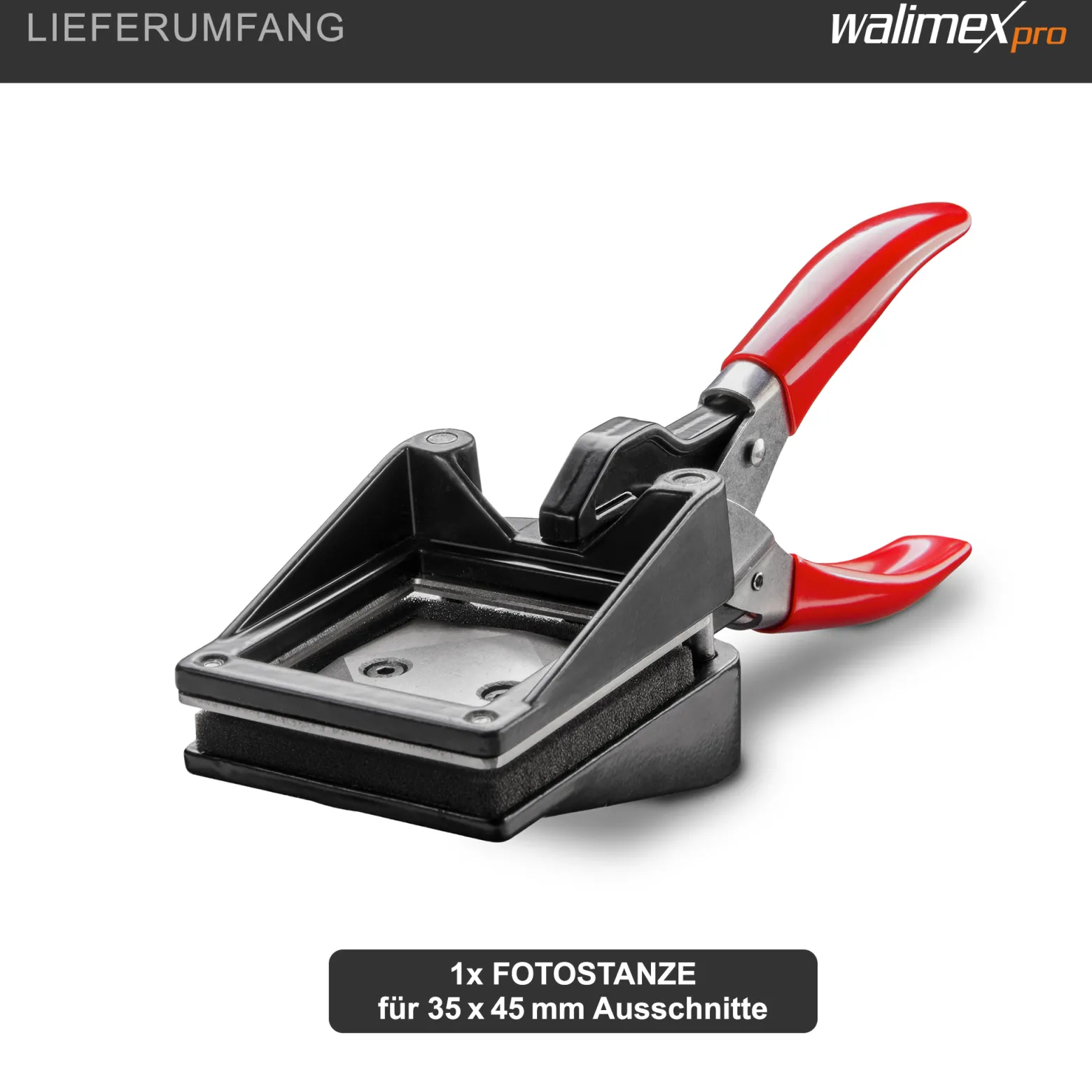 Walimex pro Passbildstanze 35 x 45 mm, Fotostanze mit ergonomischem Griff, Handstanze für professionelle Passbilder, Stanze für saubere Schnittkanten