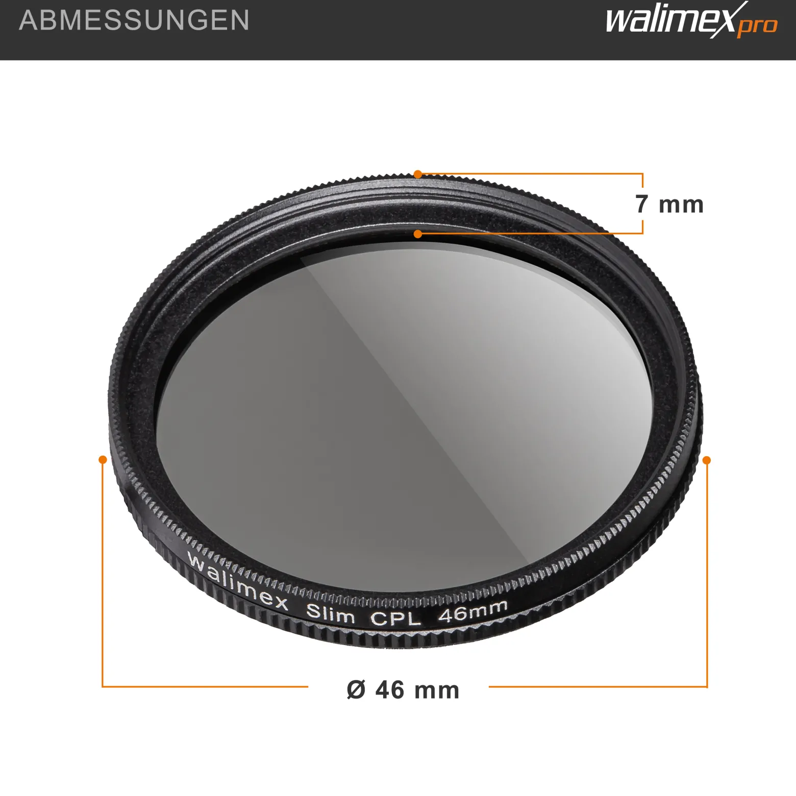Walimex pro Polfilter zirkular slim 46 mm, Polarisationsfilter inkl. Schutzhülle, CPL Filter mit Metallfassung, Kamera Pol Filter für professionelle Aufnahmen
