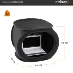 Walimex pro Pop-Up Laptop-Zelt 50 x 50 x 50 cm Sonnenschutz und Blendschutz, Fotozelt für verbesserte Farb- und Bildkontrolle ideal für Outdoor-Shootings