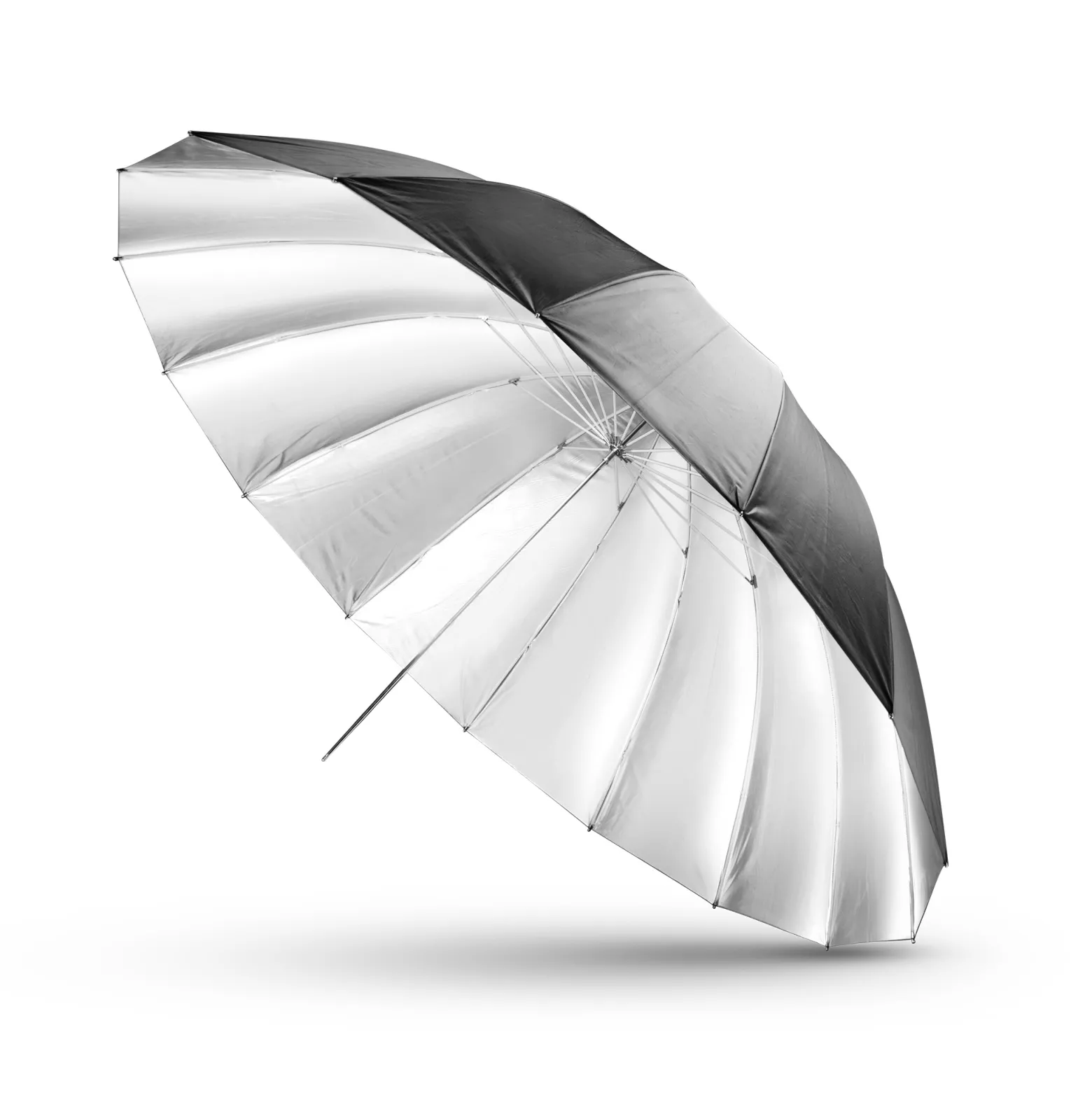 Walimex pro Reflexschirm Ø 180 cm schwarz/silberfarben für hartes Licht, Lichtreflektor ideal für Porträt- und Produktfotografie
