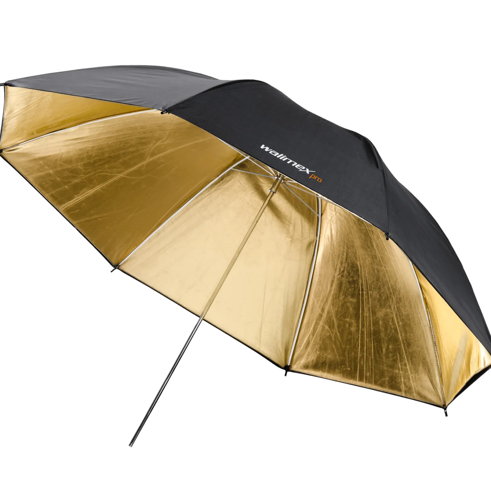 Walimex pro Reflexschirm zweilagig schwarz/gold, Fotoschirm 109 cm Durchmesser, robuster Reflektor mit hohem Reflexionsvermögen, Lichtformer für weiche Lichtcharakteristik