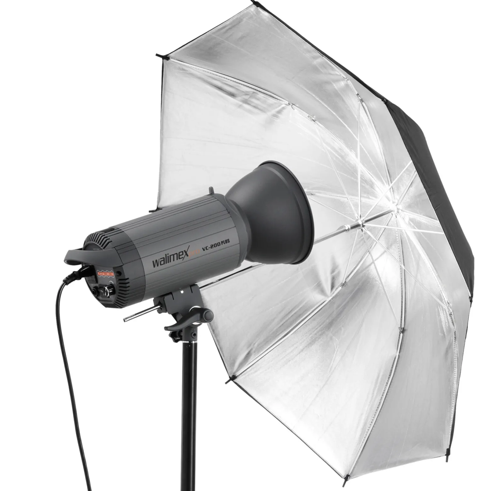 Walimex pro Reflexschirm zweilagig schwarz/silber, Fotoschirm 109 cm Durchmesser, robuster Reflektor mit hohem Reflexionsvermögen, Lichtformer für harte Lichtcharakteristik