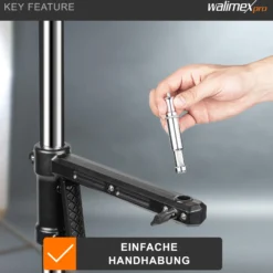 Walimex pro Rollstativ 223 cm, Blitzstativ belastbar bis 12 kg, Studiostativ mit zwei verschiebbaren Klemmhaltern, Lampenstativ mit stabilen Rollen ideal zur Befestigung von Studio-Equipment