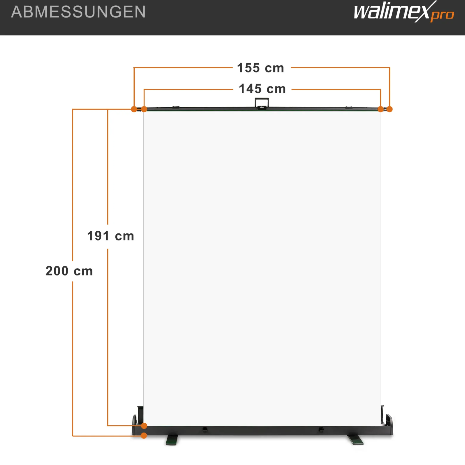 Walimex pro Roll-up Panel Hintergrund weiß 155 x 200 cm, Fotohintergrund mit Transportbox, Hintergrundsystem für Fotostudio, knitterfreie Fotoleinwand ideal für Freistellen und High-Key-Fotografie