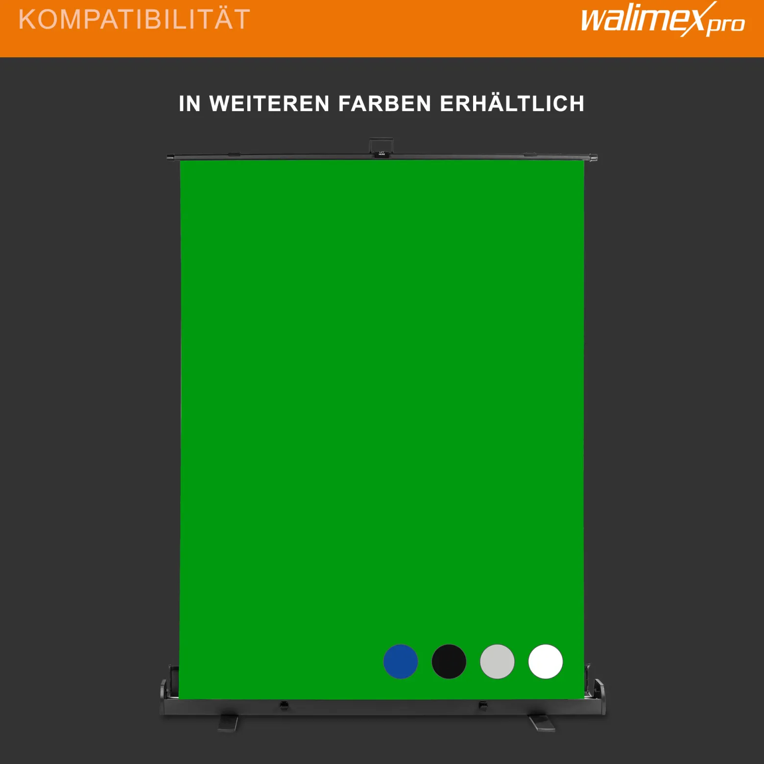 Walimex pro Roll-up Panel Hintergrund weiß 155 x 200 cm, Fotohintergrund mit Transportbox, Hintergrundsystem für Fotostudio, knitterfreie Fotoleinwand ideal für Freistellen und High-Key-Fotografie