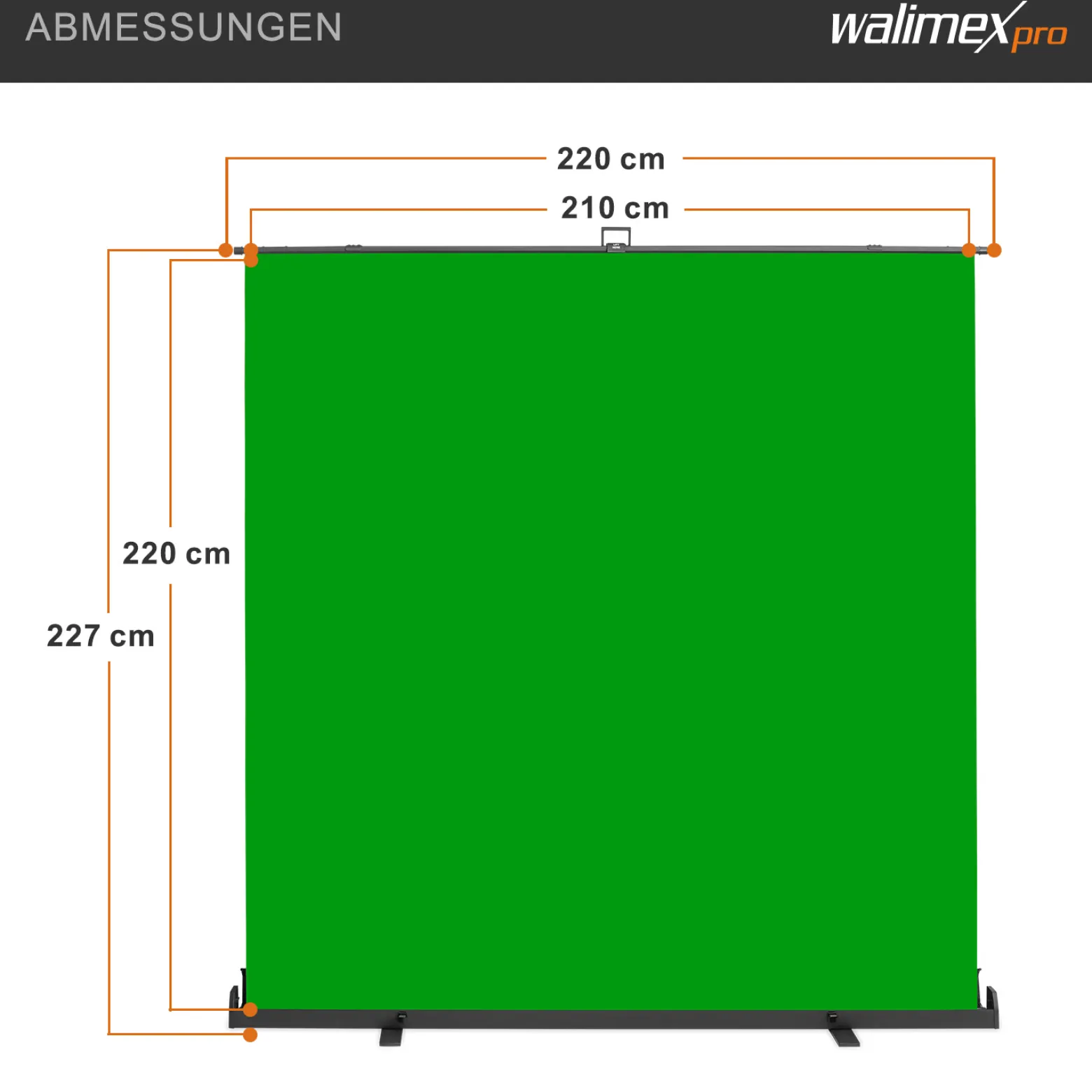 Walimex pro Roll-up Panel Hintergrund grün 210 x 220 cm, Greenscreen Fotohintergrund mit Transportbox, Hintergrundsystem für Fotostudio, knitterfreie Fotoleinwand ideal für Chromakeying