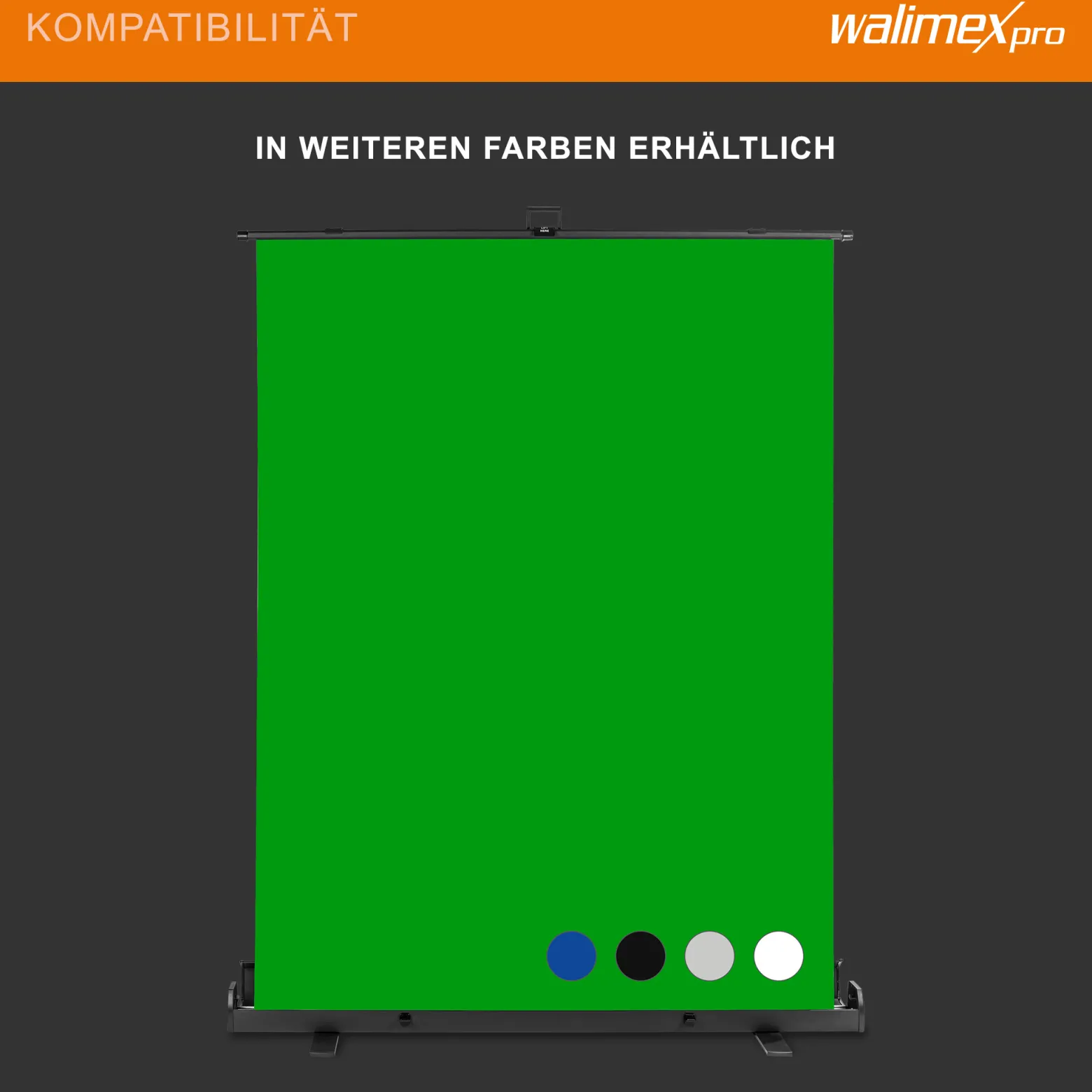 Walimex pro Roll-up Panel Hintergrund grau 155 x 200 cm, Fotohintergrund mit Transportbox, Hintergrundsystem für Fotostudio, knitterfreie Fotoleinwand ideal für Portraits und dezente Lichtakzente