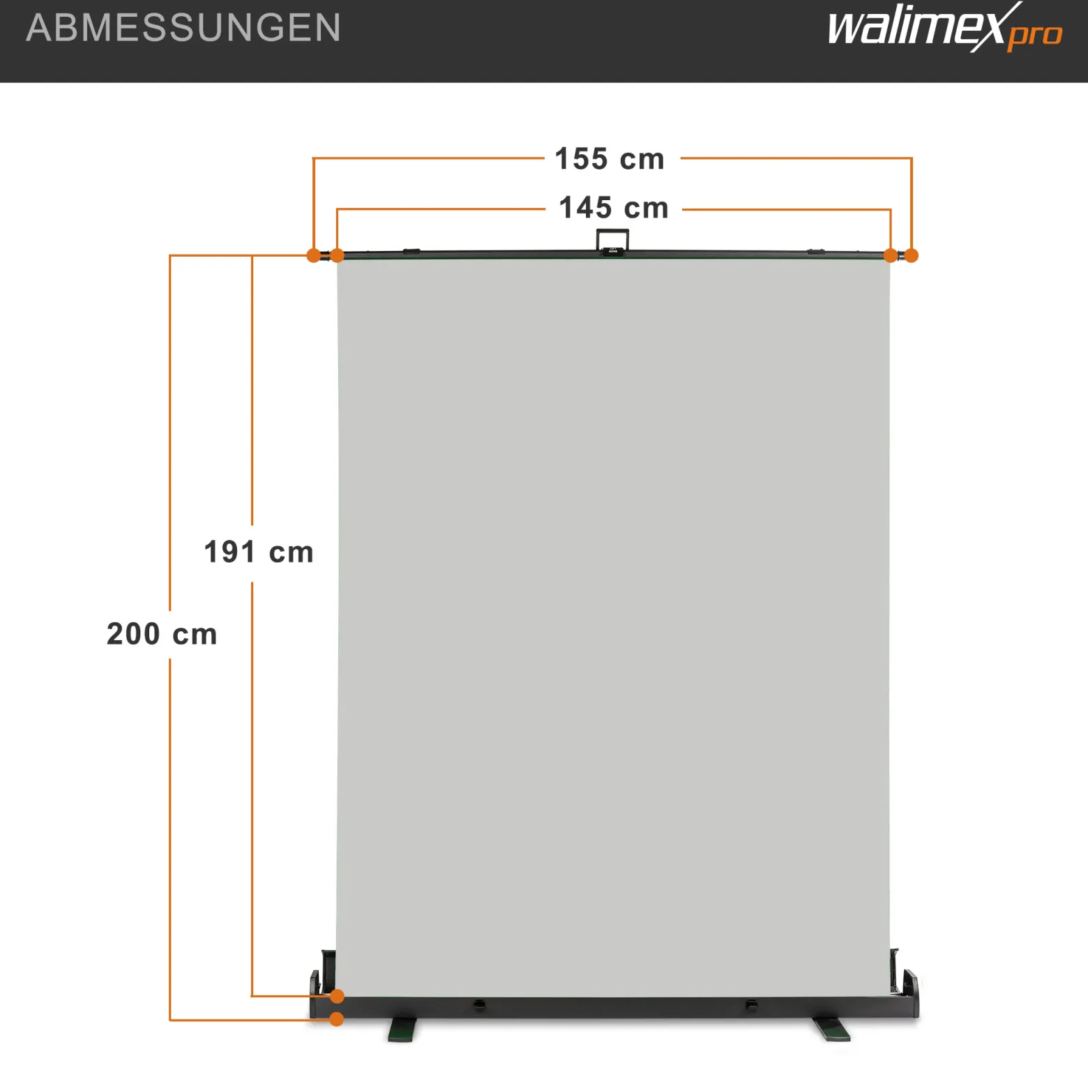 Walimex pro Roll-up Panel Hintergrund grau 155 x 200 cm, Fotohintergrund mit Transportbox, Hintergrundsystem für Fotostudio, knitterfreie Fotoleinwand ideal für Portraits und dezente Lichtakzente