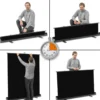 Walimex pro Roll-up Panel Hintergrund schwarz 165 x 220 cm, Fotohintergrund mit Transportbox, Hintergrundsystem für Fotostudio, knitterfreie Fotoleinwand ideal für Low-Key-Fotografie und Portraits
