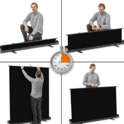 Walimex pro Roll-up Panel Hintergrund schwarz 165 x 220 cm, Fotohintergrund mit Transportbox, Hintergrundsystem für Fotostudio, knitterfreie Fotoleinwand ideal für Low-Key-Fotografie und Portraits