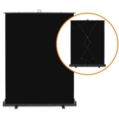 Walimex pro Roll-up Panel Hintergrund schwarz 165 x 220 cm, Fotohintergrund mit Transportbox, Hintergrundsystem für Fotostudio, knitterfreie Fotoleinwand ideal für Low-Key-Fotografie und Portraits