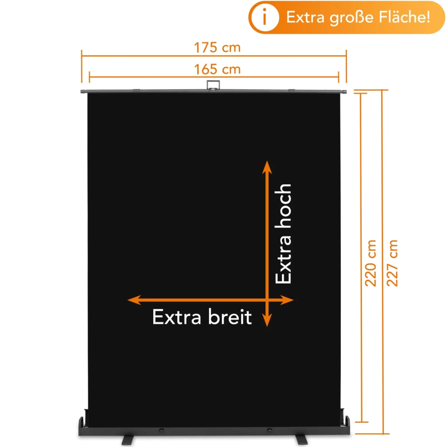 Walimex pro Roll-up Panel Hintergrund schwarz 165 x 220 cm, Fotohintergrund mit Transportbox, Hintergrundsystem für Fotostudio, knitterfreie Fotoleinwand ideal für Low-Key-Fotografie und Portraits