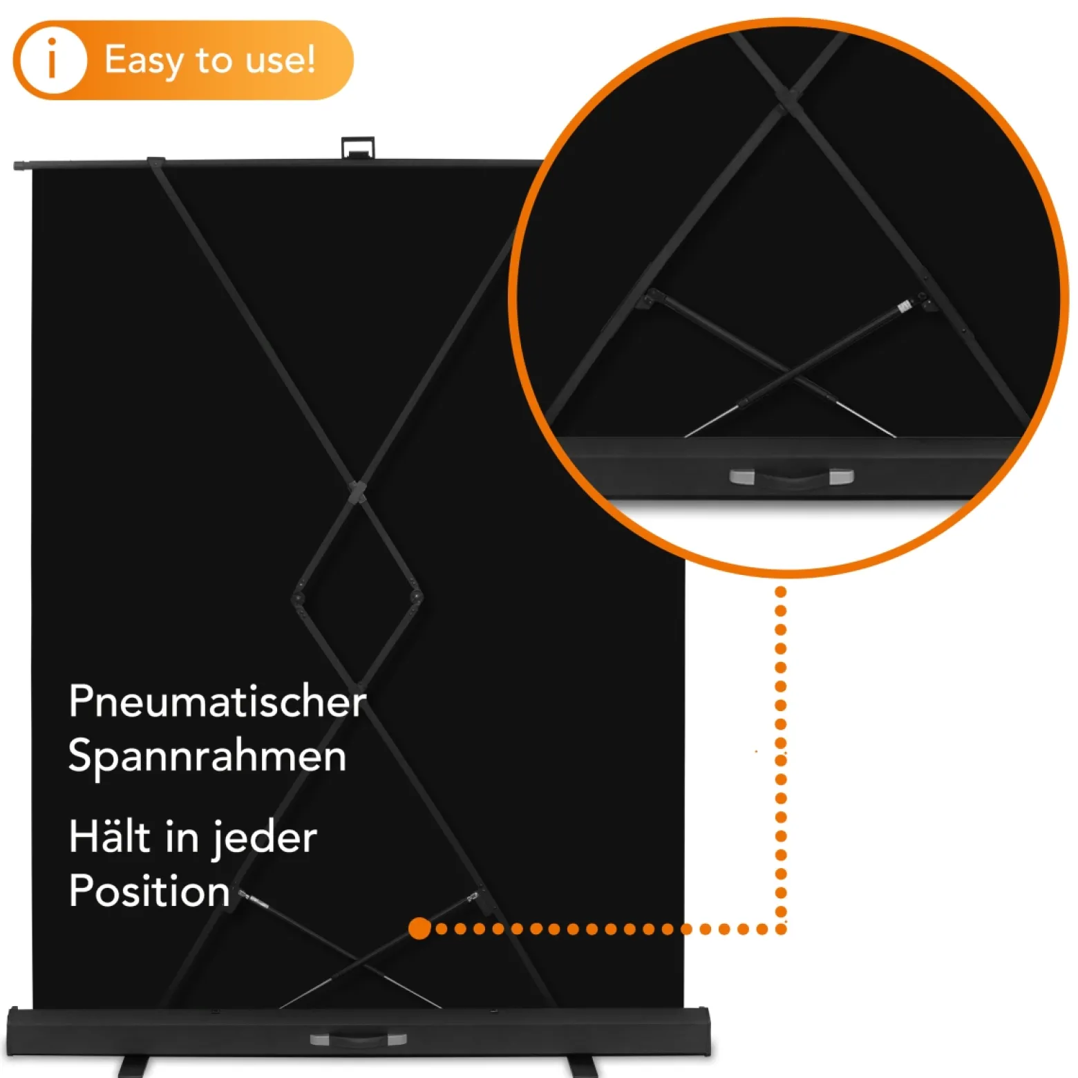 Walimex pro Roll-up Panel Hintergrund schwarz 165 x 220 cm, Fotohintergrund mit Transportbox, Hintergrundsystem für Fotostudio, knitterfreie Fotoleinwand ideal für Low-Key-Fotografie und Portraits