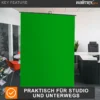 Walimex pro Roll-up Panel Hintergrund grün 165 x 220 cm, Greenscreen Fotohintergrund mit Transportbox, Hintergrundsystem für Fotostudio, knitterfreie Fotoleinwand ideal für Chromakeying