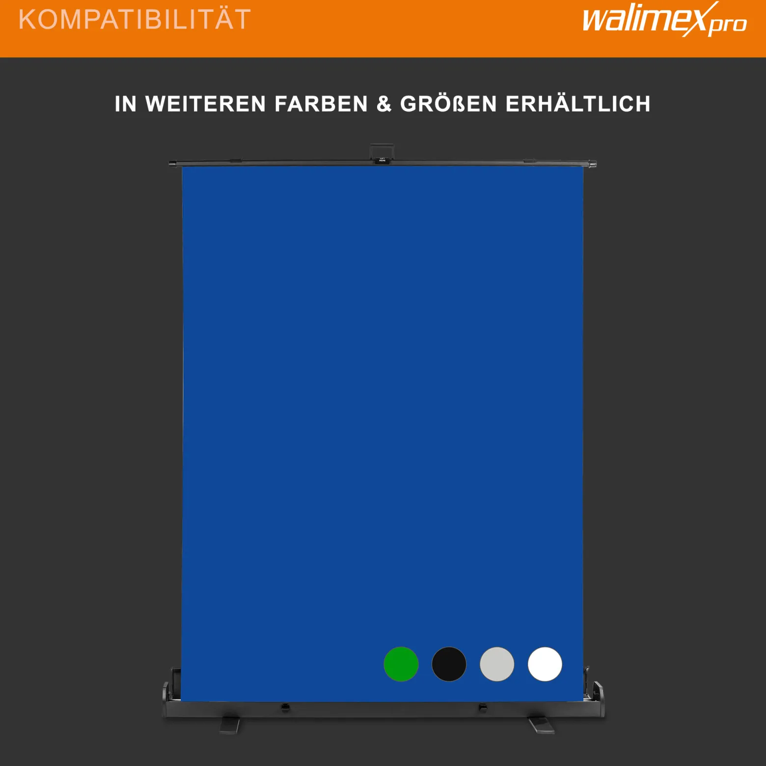 Walimex pro Roll-up Panel Hintergrund grün 165 x 220 cm, Greenscreen Fotohintergrund mit Transportbox, Hintergrundsystem für Fotostudio, knitterfreie Fotoleinwand ideal für Chromakeying