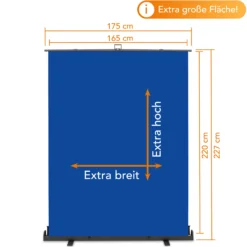 Walimex pro Roll-up Panel Hintergrund blau 165 x 220 cm, Fotohintergrund mit Transportbox, Hintergrundsystem für Fotostudio, knitterfreie Fotoleinwand ideal für Freistellen und Chromakeying