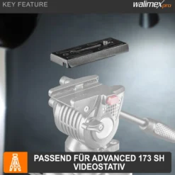 Walimex pro Schnellwechselplatte für Advanced 173 SH Videostativ – Ersatz Schnellwechsel Kameraplatte, Aluminium, Gummierung, 100x40x10 mm, 1/4 Zoll Kamera Anschlussschraube
