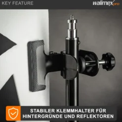 Walimex pro Schraubklemme mit Schraub- und Klemmvorrichtung für Stangen bis 3,5 cm, Klemmbereich 2,5 cm, Studio Zubehör für Hintergründe und Reflektoren