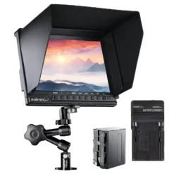 Walimex pro Set Full HD Monitor Director III - 7 Zoll / 17 x 176 x 130 mm - Akku / 1/4" - mit HDMI und AV Eingang, IPS-Panel, Peaking Zebra Histogramm, Gelenkarm Swivel Arm 18 und Verdrehschutz