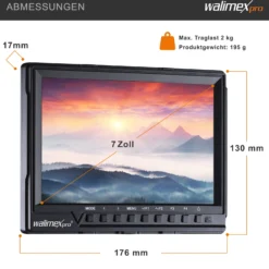 Walimex pro Set Full HD Monitor Director III - 7 Zoll / 17 x 176 x 130 mm - Akku / 1/4