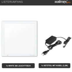 Walimex pro Shining White 380 LED Leuchttisch 15 W, Lightpad 38 x 38 cm, dimmbarer Lichttisch mit 5600 K Farbtemperatur, Zeichenbrett zum Abpausen, Malen, Zeichnen