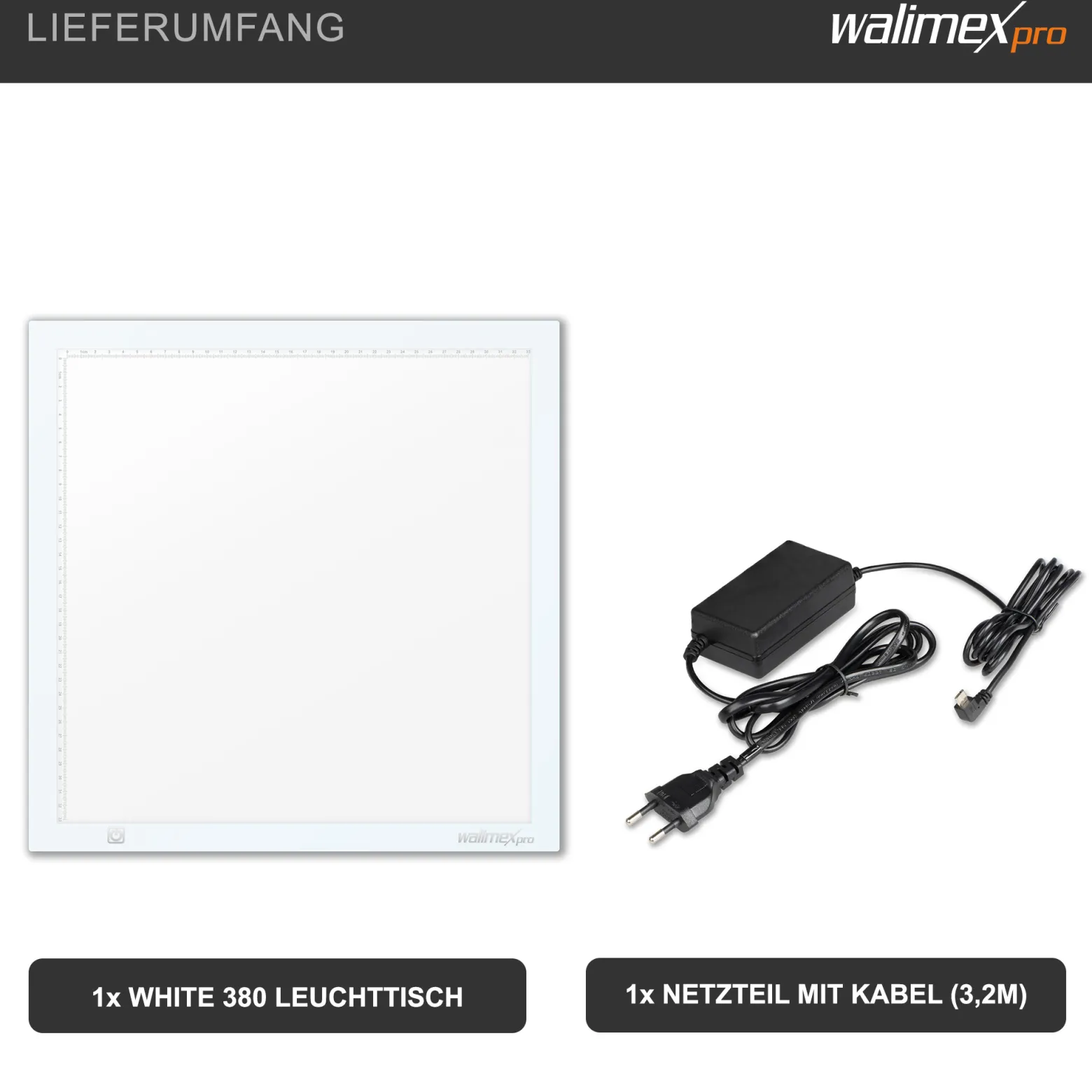 Walimex pro Shining White 380 LED Leuchttisch 15 W, Lightpad 38 x 38 cm, dimmbarer Lichttisch mit 5600 K Farbtemperatur, Zeichenbrett zum Abpausen, Malen, Zeichnen