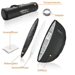 Walimex pro SL Beauty Dish Softbox QA105 Ø 105 cm kompatibel mit Profoto, Lichtformer mit Grid und Diffusoren, Reflektor für Fotografie