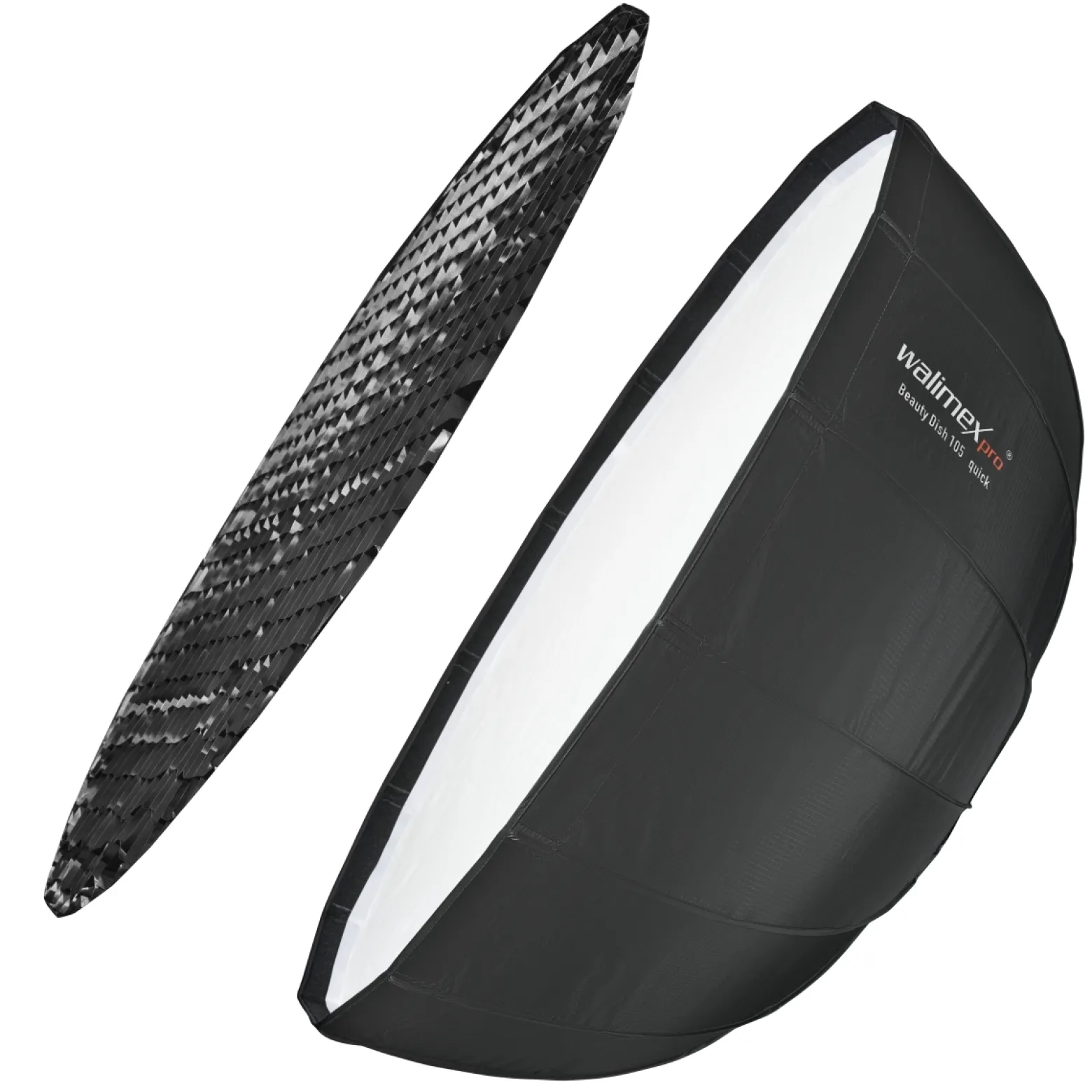 Walimex pro SL Beauty Dish Softbox QA105 Ø 105 cm kompatibel mit Profoto, Lichtformer mit Grid und Diffusoren, Reflektor für Fotografie