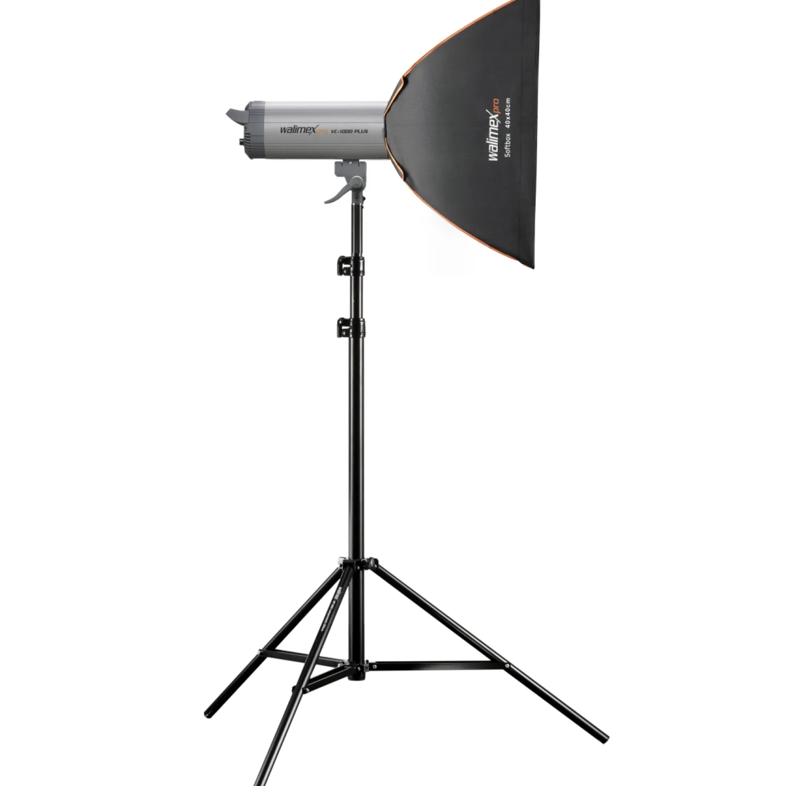 Walimex pro Softbox Orange Line 40x40, um 360° drehbar, einfacher Aufbau, inkl. Diffusoren und Transporttasche, ideal für Produkt- und Peoplefotografie - schwarz-weiß