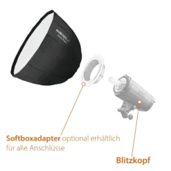 Walimex pro Softbox Studio Line Deep Rota QA90 - 700 x 900 x 900 mm - mit Quick Assemble System, Grid, Diffusoren und Tasche - inkl. Adapters für Aurora/Bowens