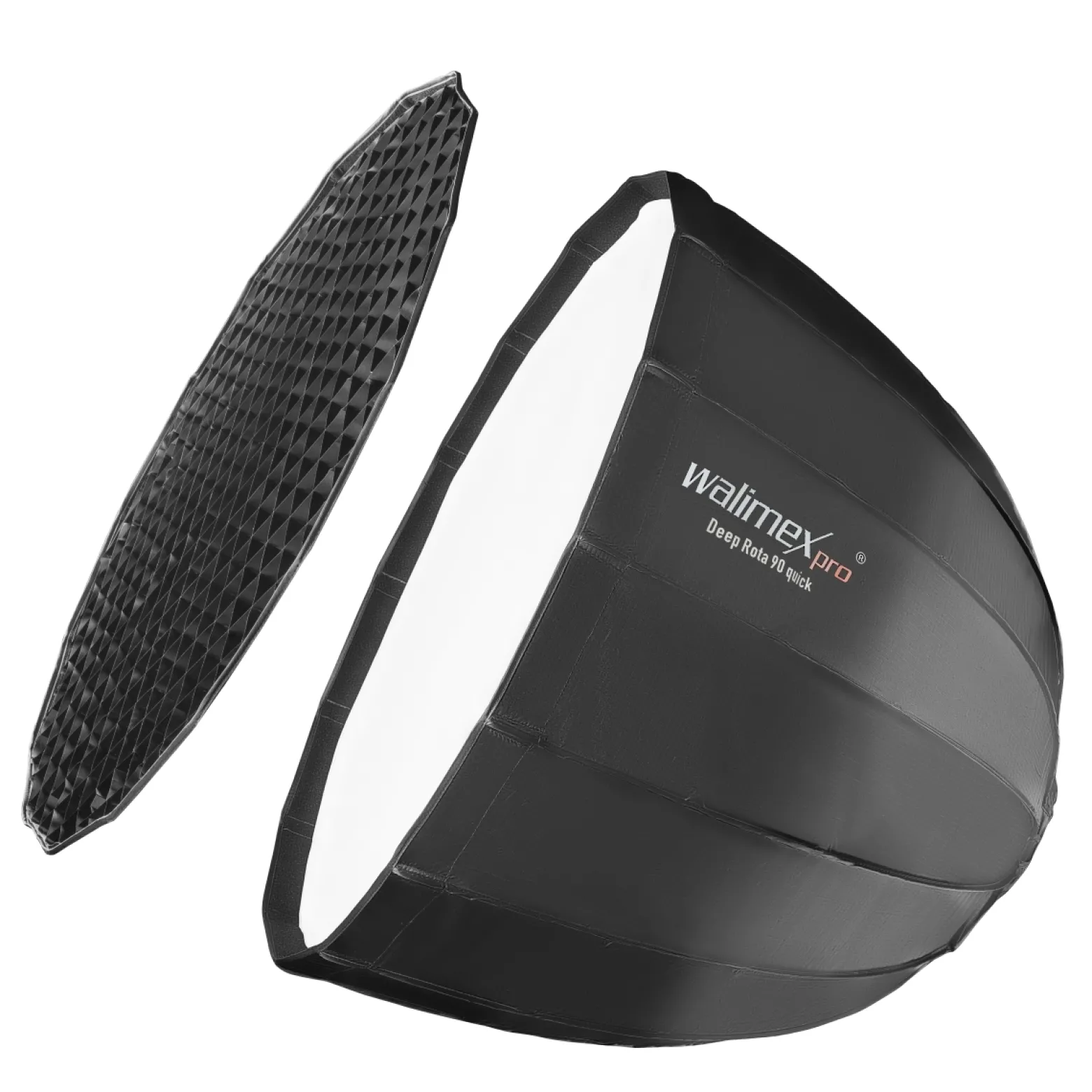 Walimex pro Softbox Studio Line Deep Rota QA90 - 700 x 900 x 900 mm - mit Quick Assemble System, Grid, Diffusoren und Tasche - inkl. Adapters für Elinchrom