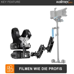 Walimex pro StabyBalance II Set, Weste und 2 Federarme für Schwebestativ bis 5,5 kg, Stativ Zubehör für professionelle Videografie, Videofilm