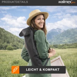 Walimex pro Staffelei XXL 62-205 cm, Leinwandstaffelei aus Aluminium inkl. Transporttasche, Feldstaffelei für Leinwand bis 150 cm, Leinwandstativ mit Ablage