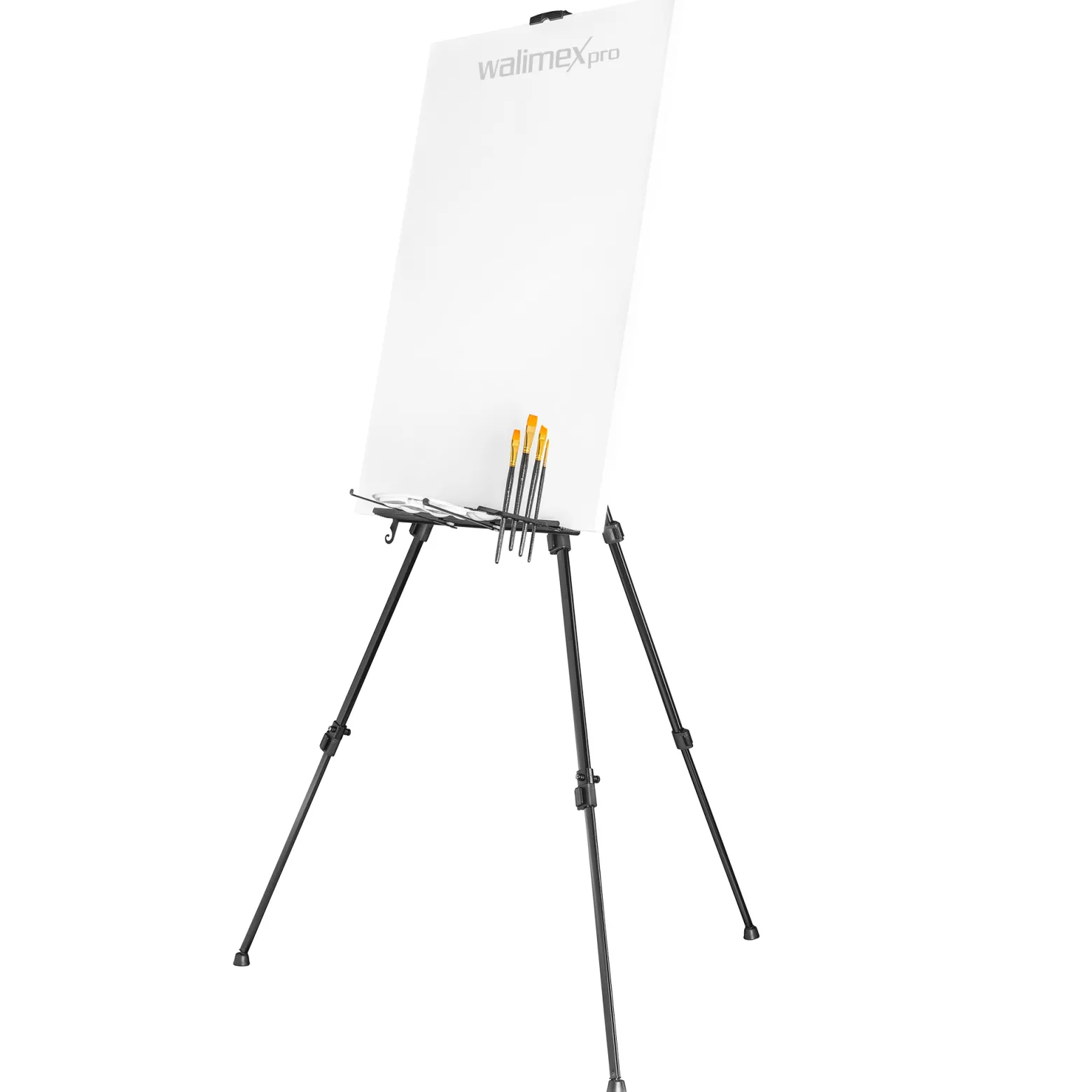 Walimex pro Staffelei XXL 62-205 cm, Leinwandstaffelei aus Aluminium inkl. Transporttasche, Feldstaffelei für Leinwand bis 150 cm, Leinwandstativ mit Ablage