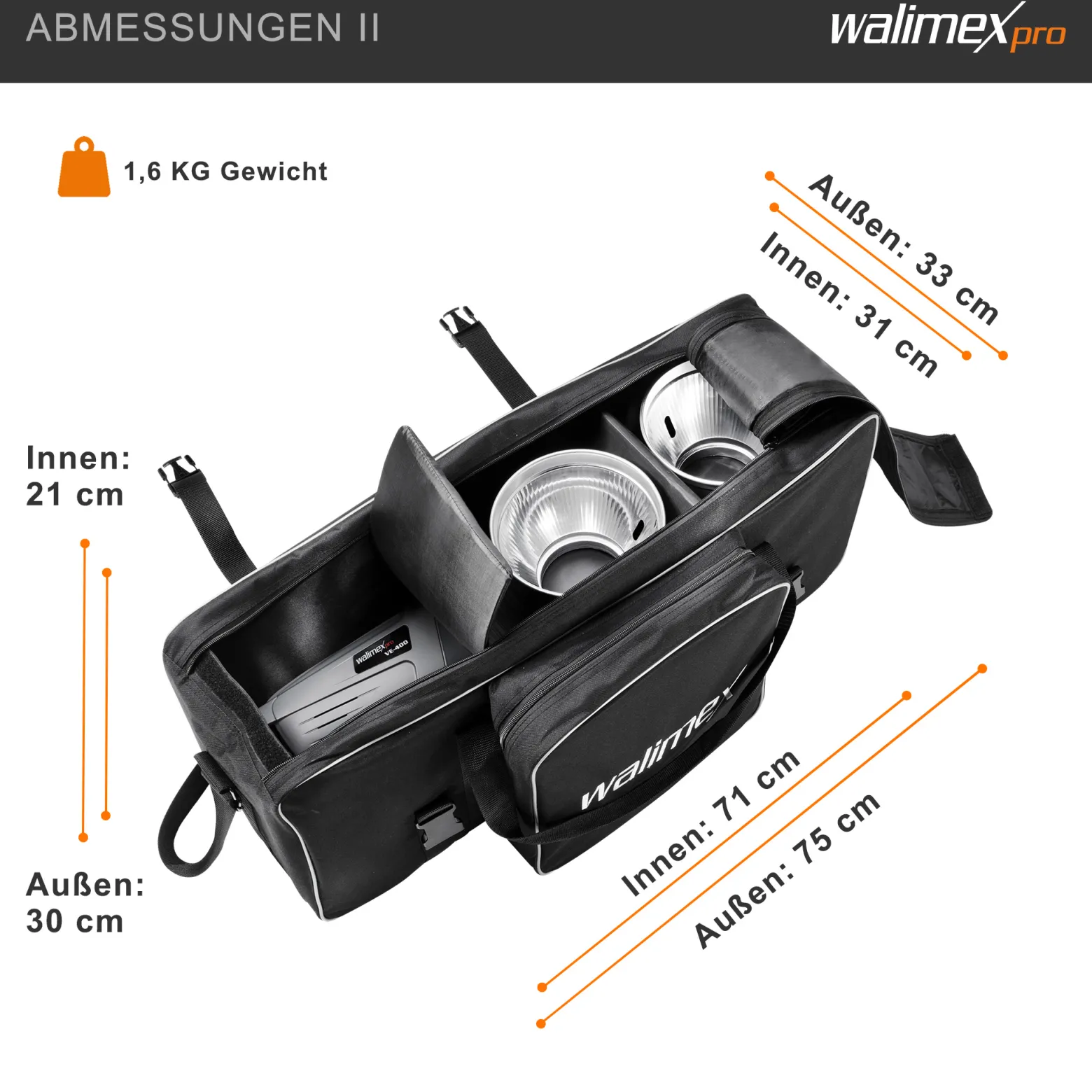 Walimex pro Stager 400 HSS Studioblitz Set, 400 W Studiolicht mit LED-Einstelllicht, Studio-Komplettset mit Softbox und Lampenstativ, ideal für Fotostudio