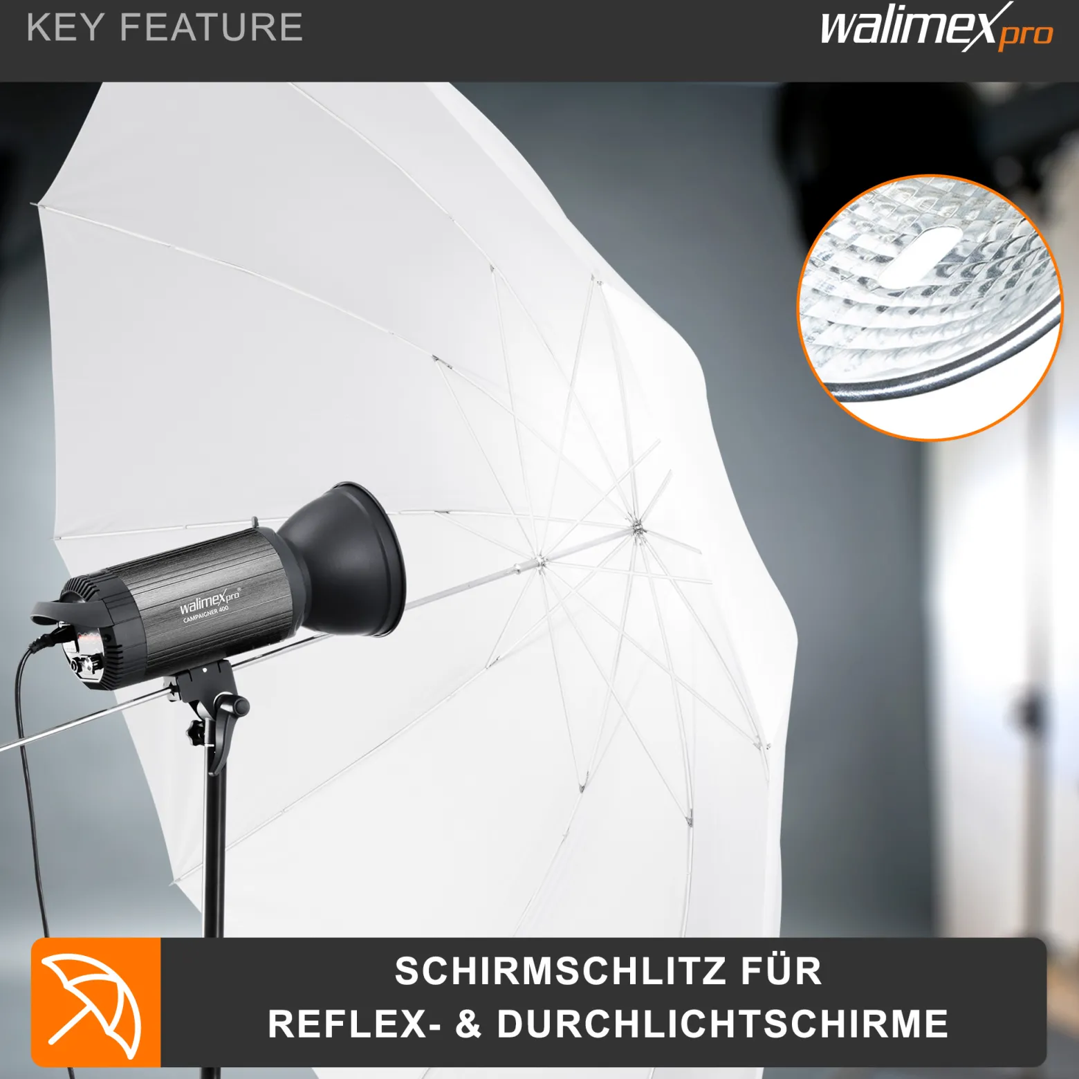 Walimex pro Standardreflektor II kompatibel mit Walimex pro & Bowens Anschluss, gleichmäßiger Lichtkegel für professionelle Lichtgestaltung