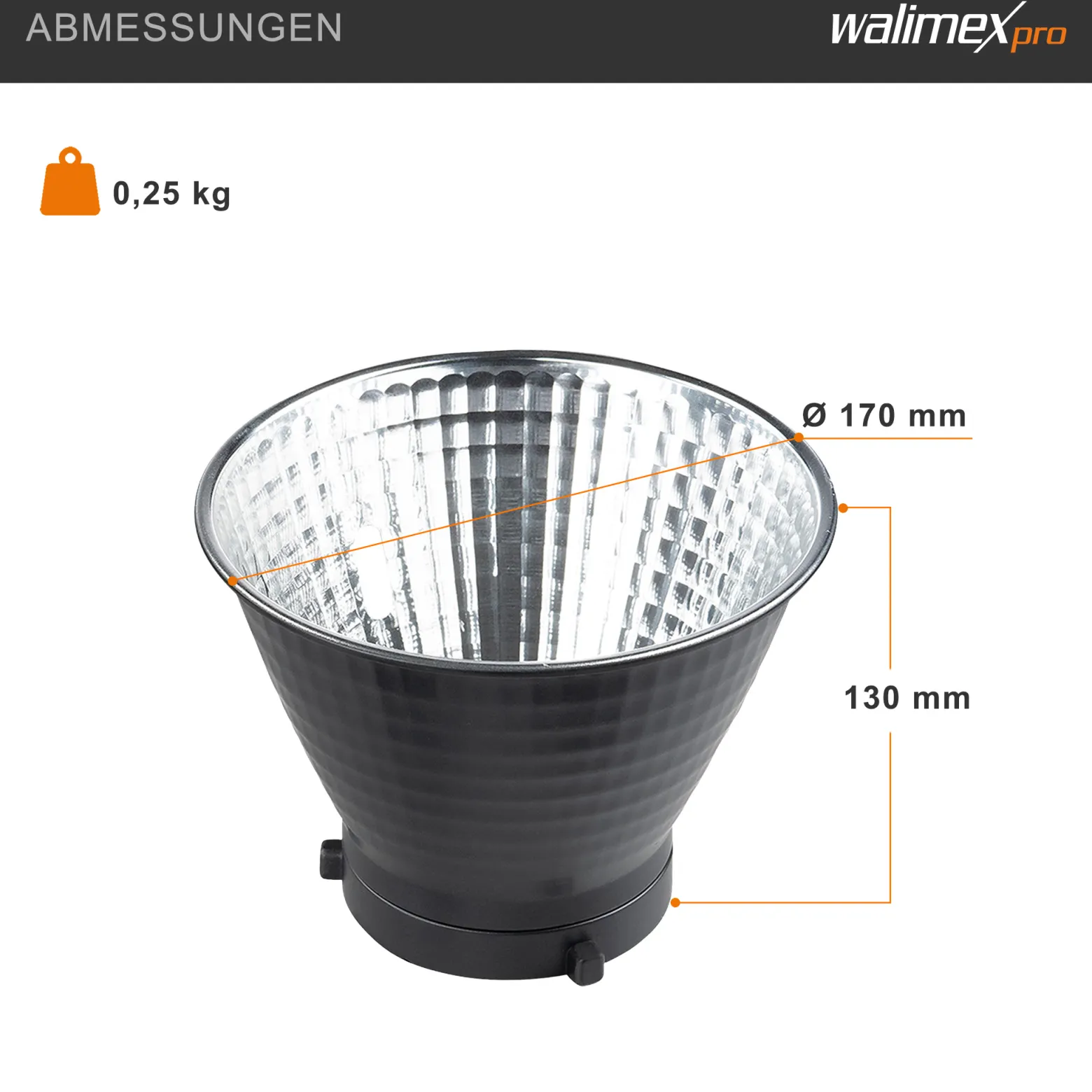Walimex pro Standardreflektor II kompatibel mit Walimex pro & Bowens Anschluss, gleichmäßiger Lichtkegel für professionelle Lichtgestaltung