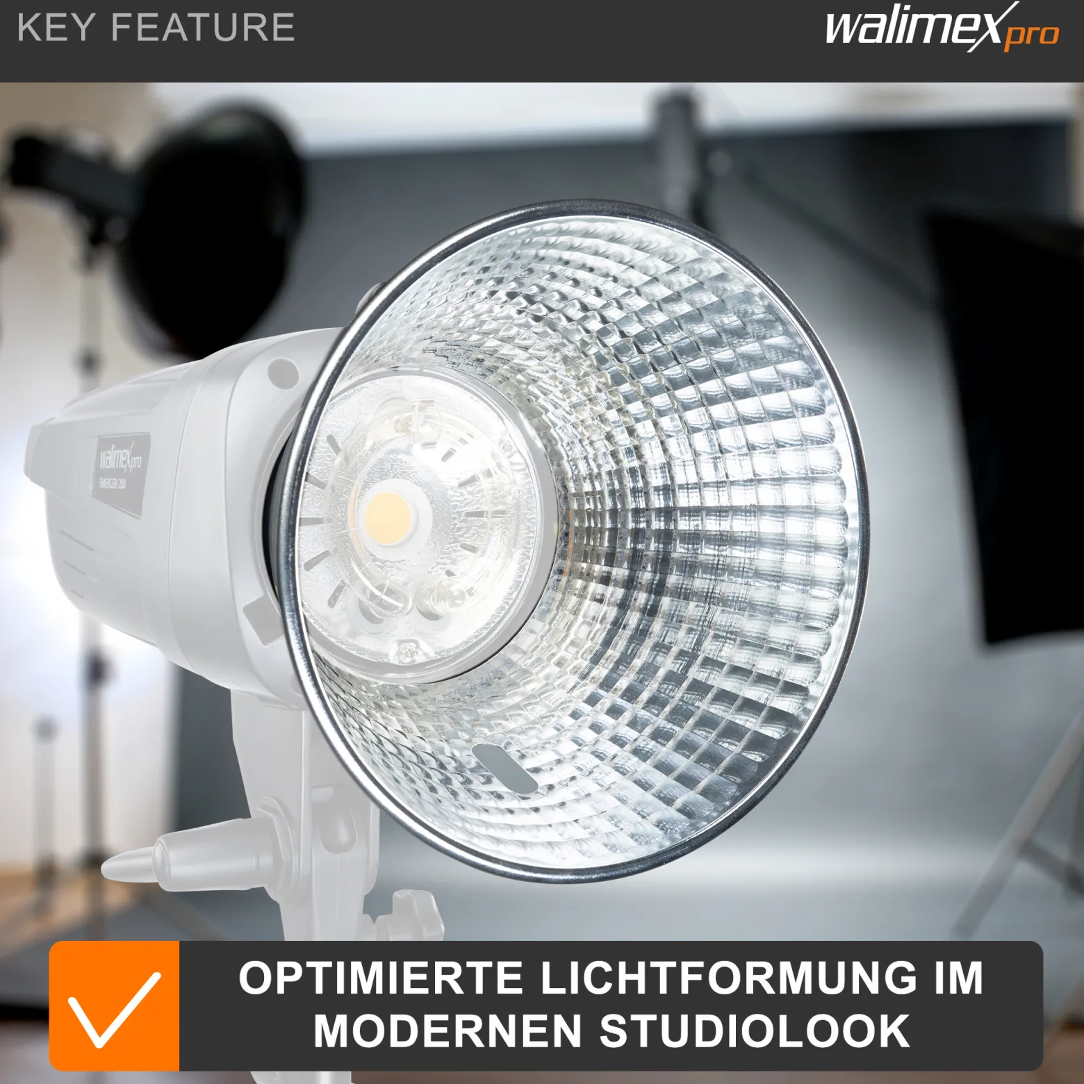 Walimex pro Standardreflektor II kompatibel mit Walimex pro & Bowens Anschluss, gleichmäßiger Lichtkegel für professionelle Lichtgestaltung