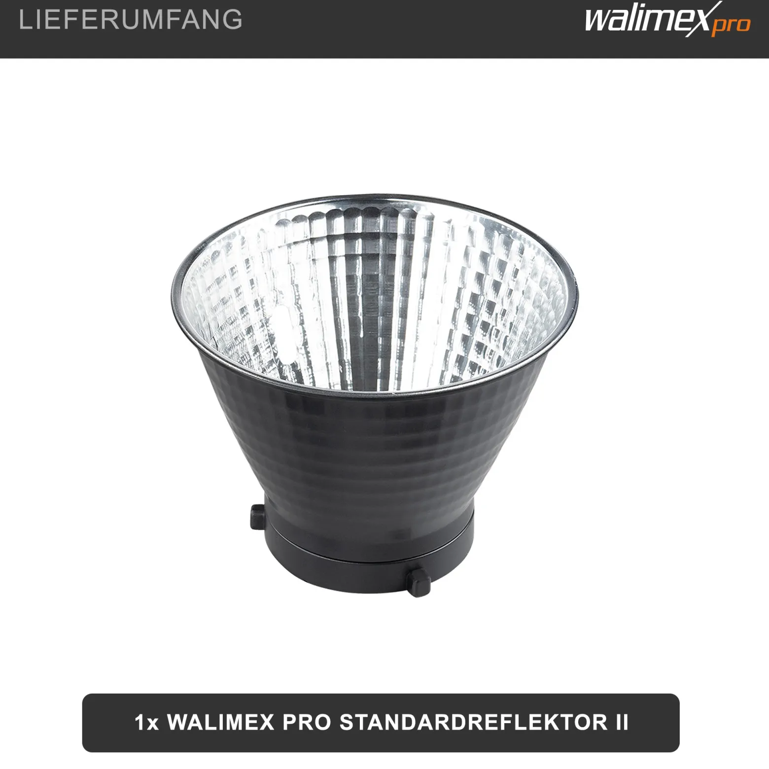 Walimex pro Standardreflektor II kompatibel mit Walimex pro & Bowens Anschluss, gleichmäßiger Lichtkegel für professionelle Lichtgestaltung