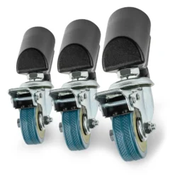 Walimex pro Stativrollen Pro 3er-Set - Lenkrollen Set - Vollmetall, Ø 50 mm - Gummi Lauffläche und Bremse - für Stativbeine Ø 18-23mm, Schwarz