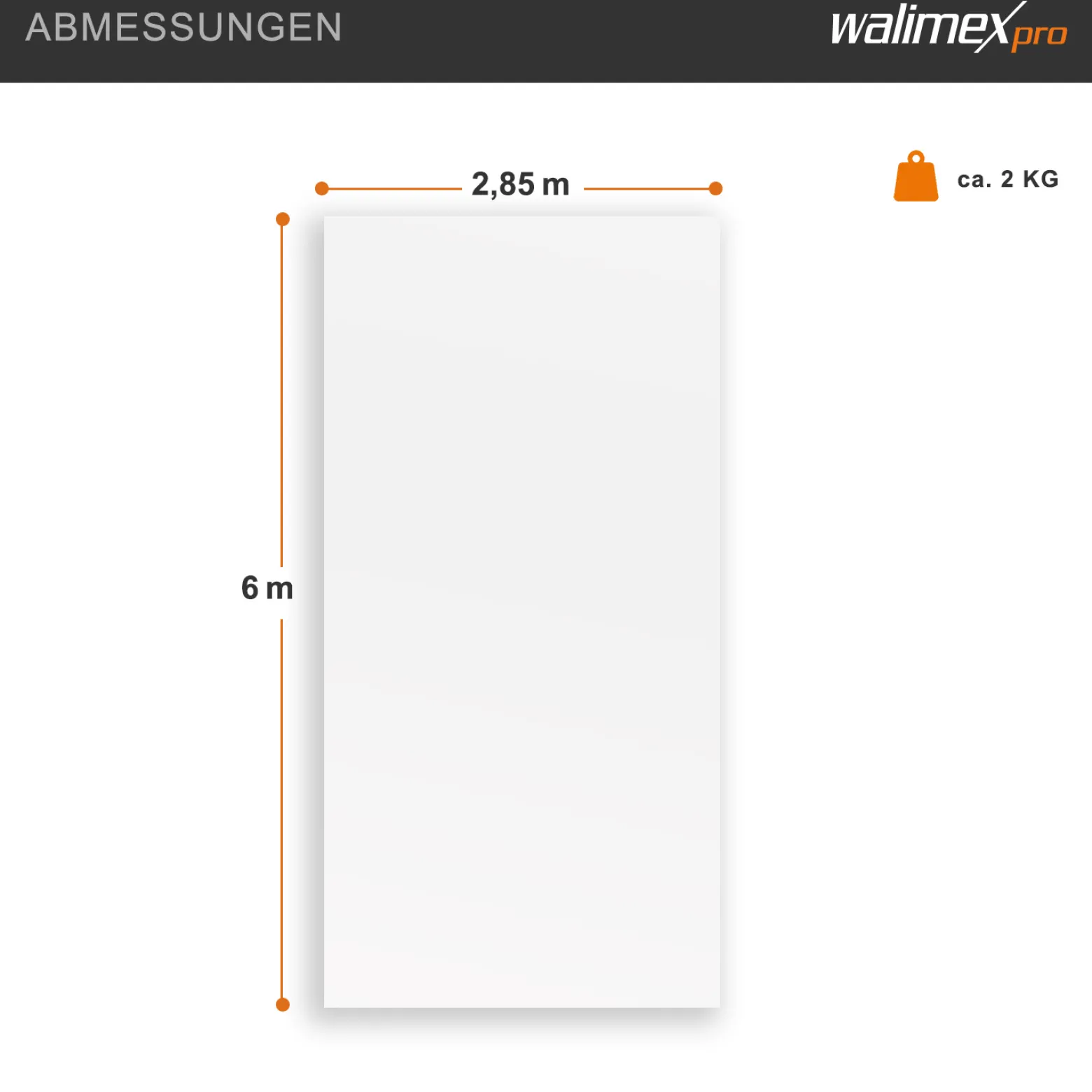 Walimex pro Stoffhintergrund 2,85 x 6 m weiß, Fotohintergrund aus Polyester 120 g/m², Hintergrund aus Stoff mit Tunnel für Hintergrundsystem, Backdrop ideal für Fotostudio