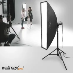 Walimex pro Studio Line Striplight Softbox 40 x 120 cm, Soft Box inkl. Diffusor, Lichtformer 360° drehbar, faltbar, schneller Aufbau, für Studioblitz oder Studioleuchte