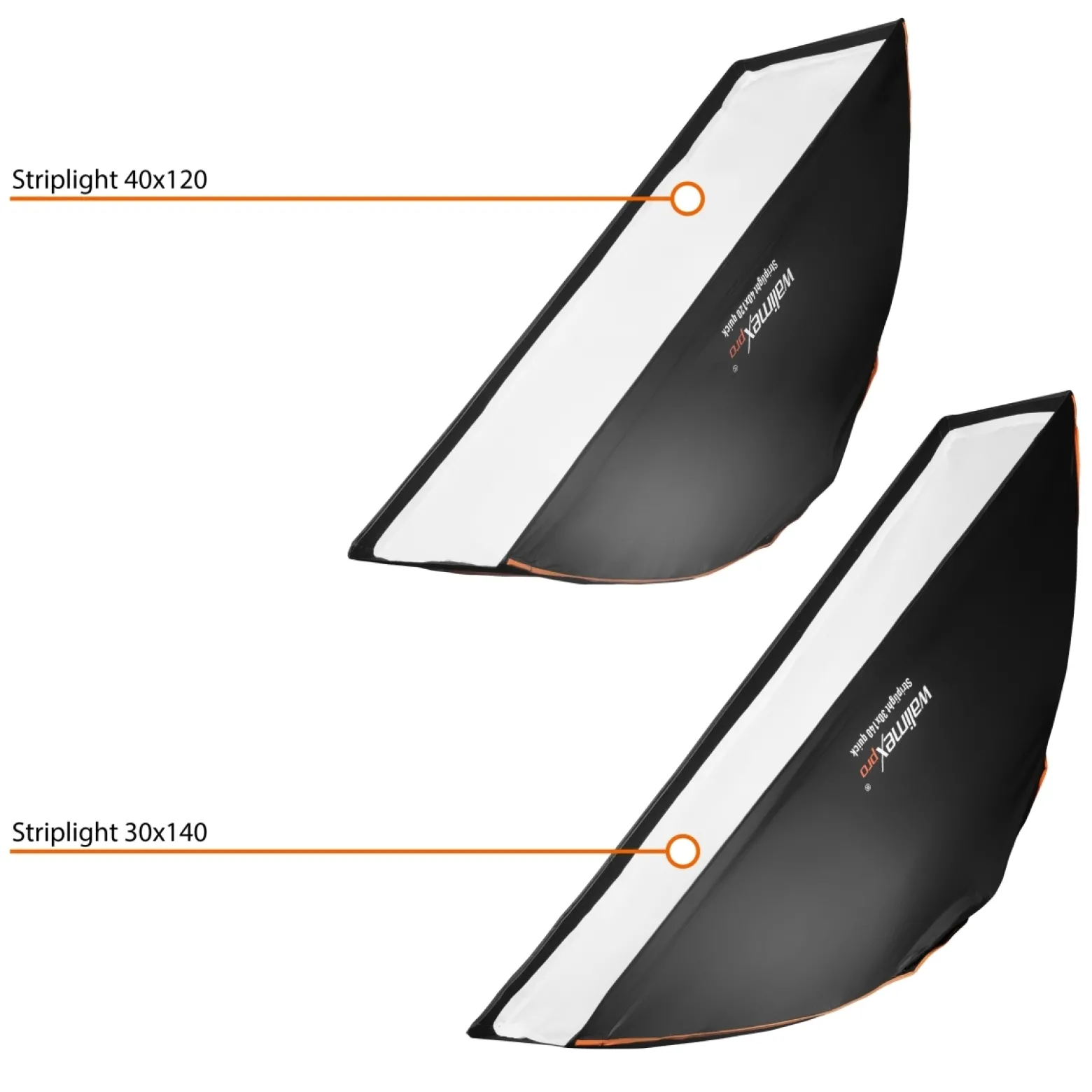 Walimex pro Studio Line Striplight Softbox 40 x 120 cm, Soft Box inkl. Diffusor, Lichtformer 360° drehbar, faltbar, schneller Aufbau, für Studioblitz oder Studioleuchte