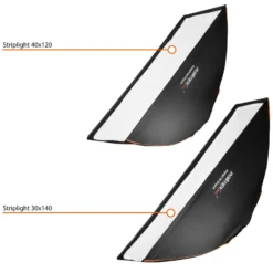 Walimex pro Studio Line Striplight Softbox – Streiflicht, 1400 x 300 x 600 mm - faltbar - mit Quick Assemble System, Grid, Innen- und Außendiffusor, Speedring - inkl. Adapters für Aurora/Bowens